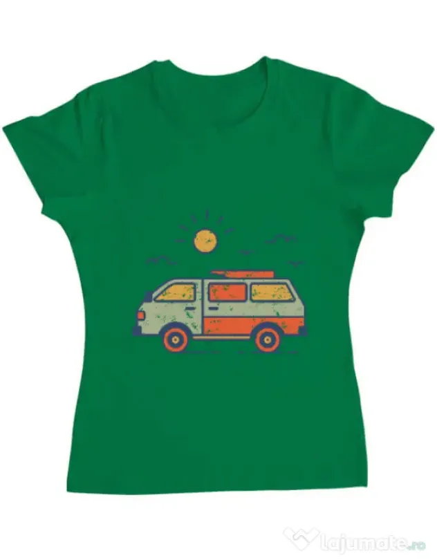 Tricou ADLER dama Retro travel van Verde mediu