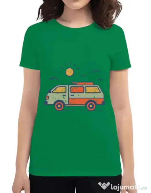 Tricou ADLER dama Retro travel van Verde mediu