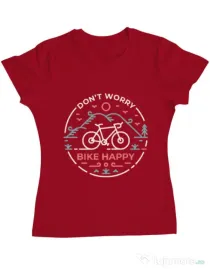 Tricou ADLER dama Don't worry bike happy Rosu