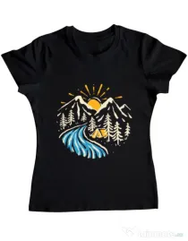 Tricou ADLER dama Camp river Negru