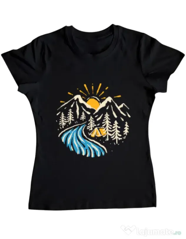 Tricou ADLER dama Camp river Negru