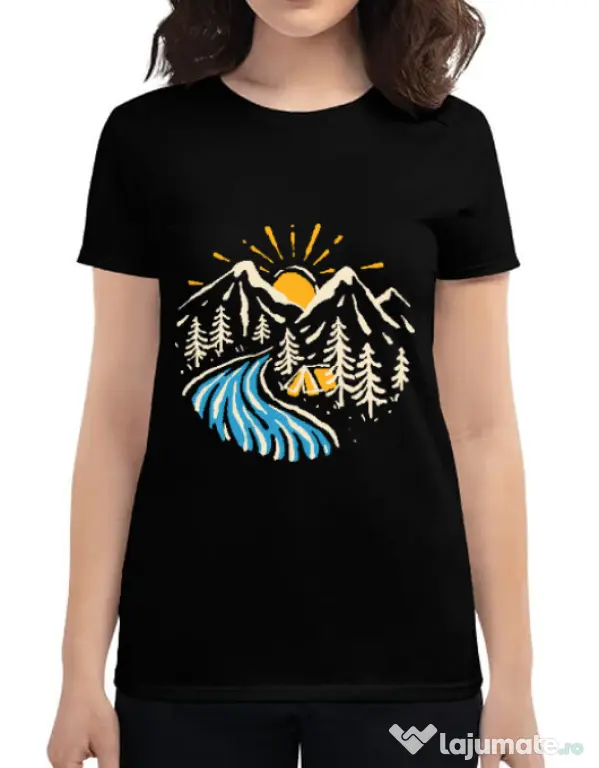 Tricou ADLER dama Camp river Negru