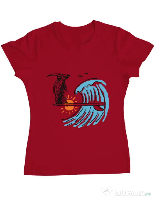 Tricou ADLER dama Grim surfer Rosu