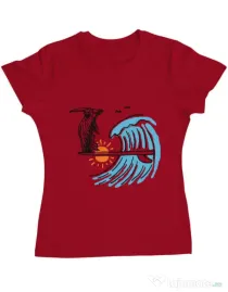 Tricou ADLER dama Grim surfer Rosu