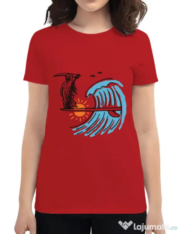 Tricou ADLER dama Grim surfer Rosu