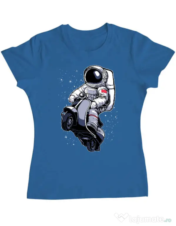 Tricou ADLER dama Astronaut scooter Albastru azuriu