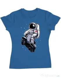 Tricou ADLER dama Astronaut scooter Albastru azuriu