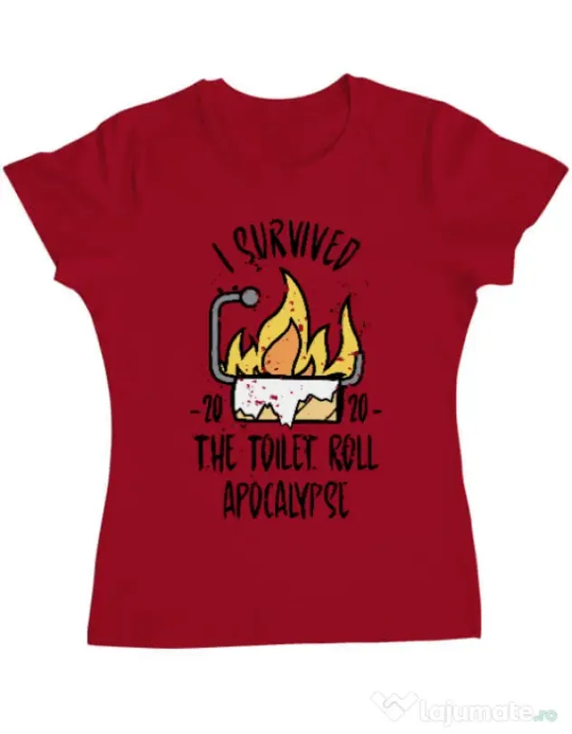 Tricou ADLER dama Toilet roll apocalypse Rosu