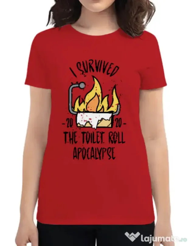 Tricou ADLER dama Toilet roll apocalypse Rosu
