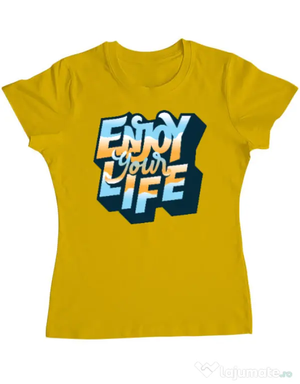 Tricou ADLER dama Enjoy your life Galben