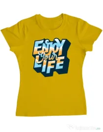 Tricou ADLER dama Enjoy your life Galben