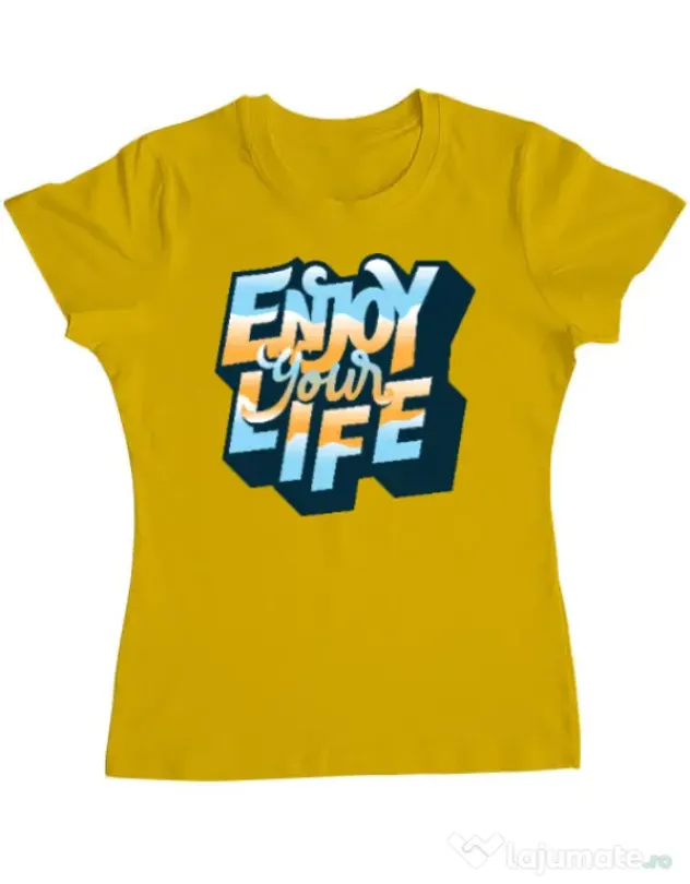 Tricou ADLER dama Enjoy your life Galben