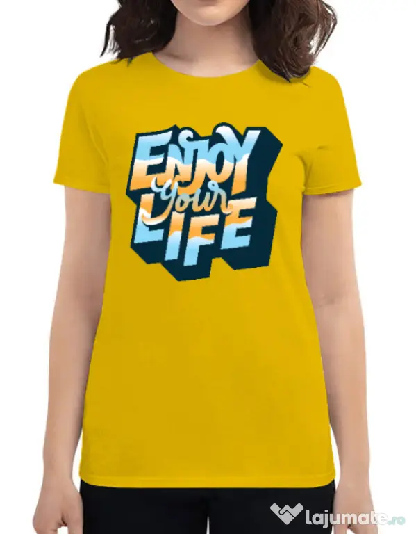 Tricou ADLER dama Enjoy your life Galben