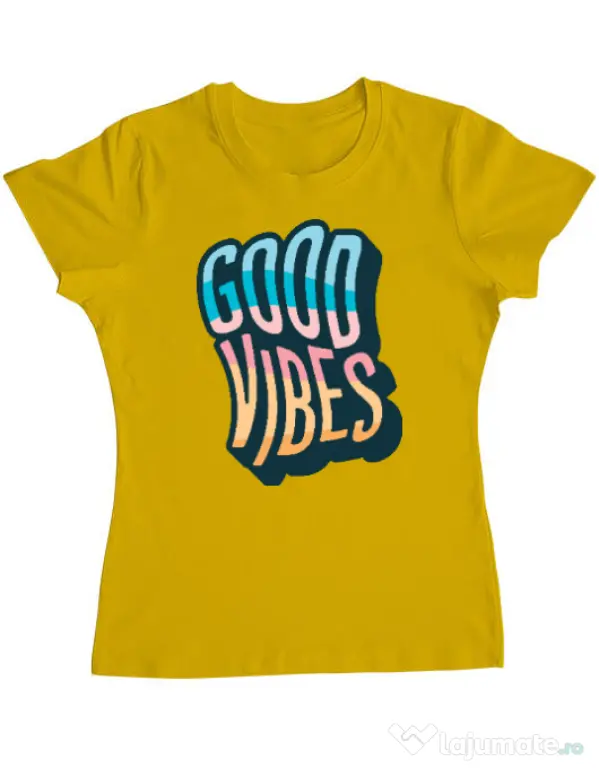 Tricou ADLER dama Good vibes Galben