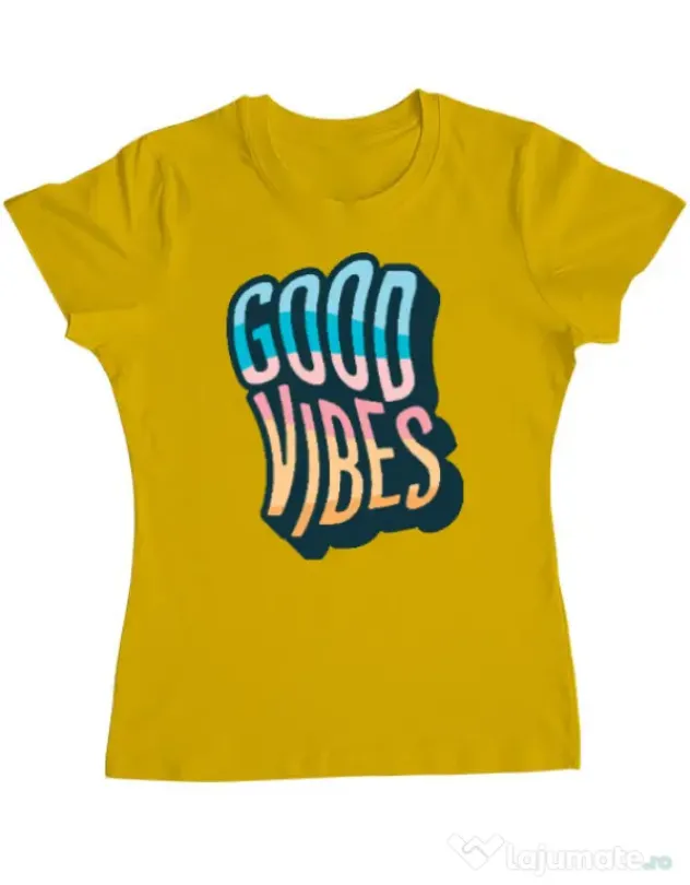 Tricou ADLER dama Good vibes Galben