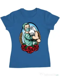 Tricou ADLER dama Rockabilly Nurse Albastru azuriu