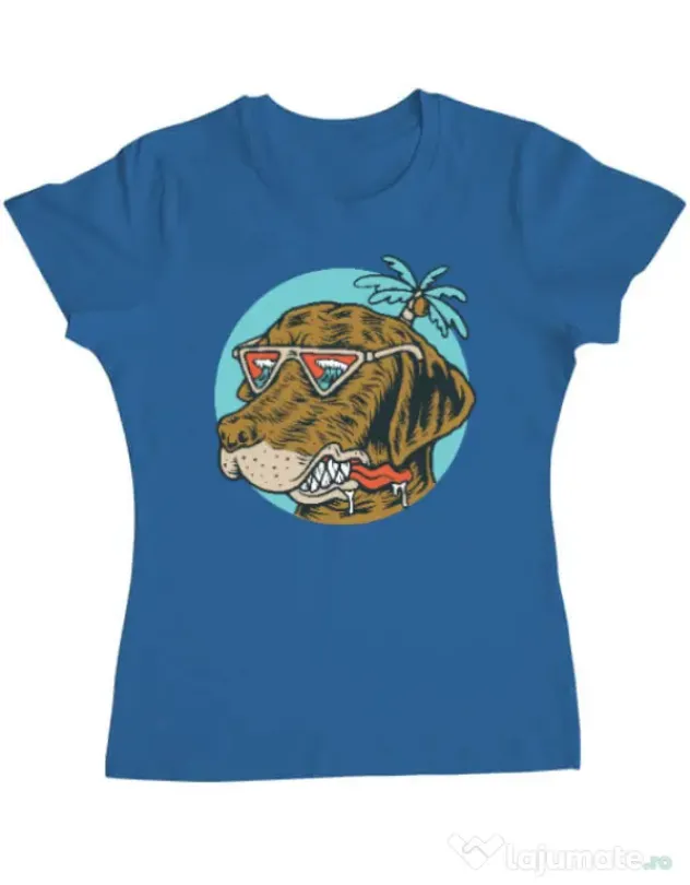 Tricou ADLER dama Chill dog Albastru azuriu