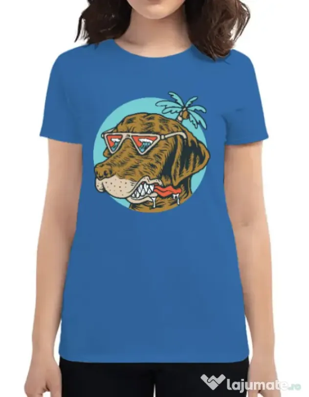 Tricou ADLER dama Chill dog Albastru azuriu