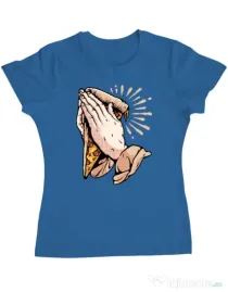 Tricou ADLER dama Pray for pizza Albastru azuriu