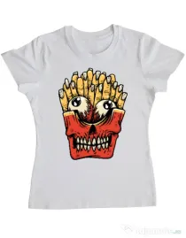 Tricou ADLER dama Zombie French Fries Alb
