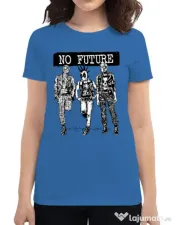 Tricou ADLER dama No future Albastru azuriu