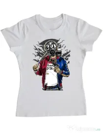 Tricou ADLER dama Suicide gas mask Alb