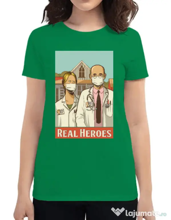 Tricou ADLER dama Real heroes Verde mediu