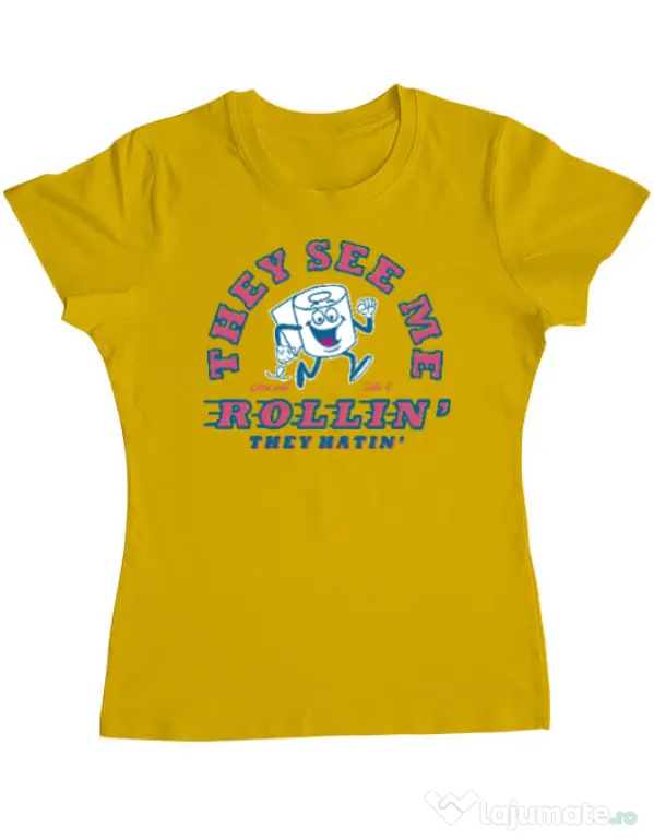 Tricou ADLER dama They see me rollin Galben