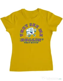 Tricou ADLER dama They see me rollin Galben