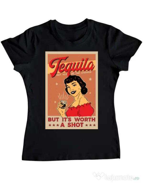 Tricou ADLER dama Worth a shot Negru