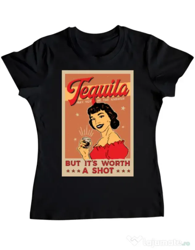 Tricou ADLER dama Worth a shot Negru