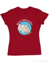 Tricou ADLER dama Wash your hands 2 Rosu