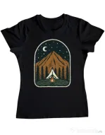 Tricou ADLER dama Camp mountain night Negru