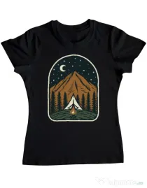 Tricou ADLER dama Camp mountain night Negru