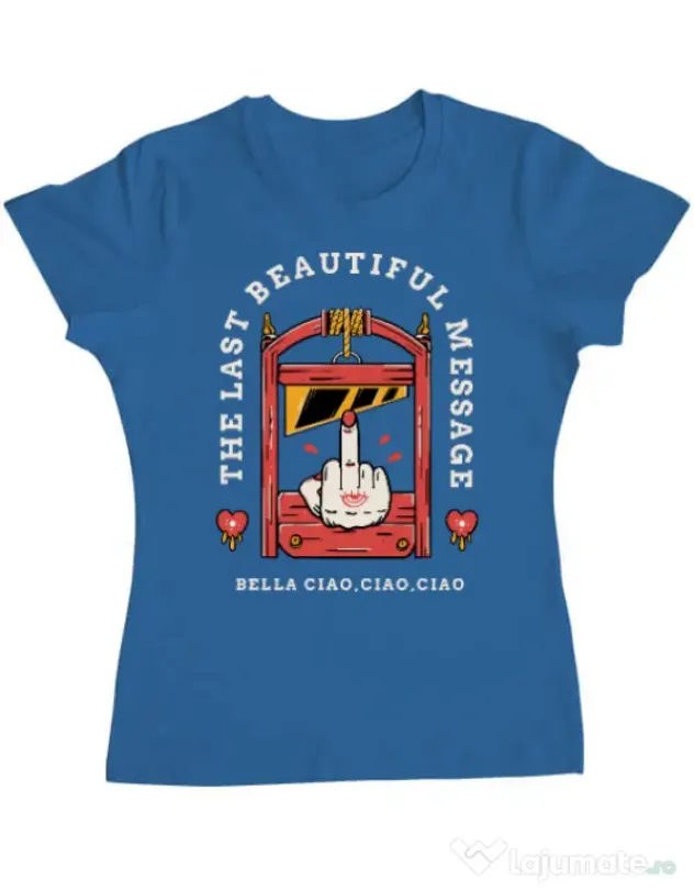 Tricou ADLER dama The last message Albastru azuriu