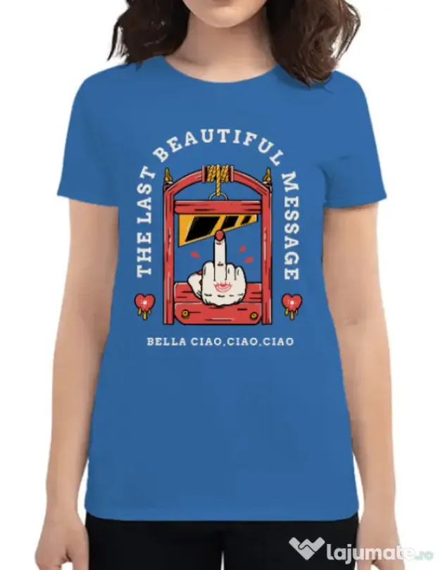 Tricou ADLER dama The last message Albastru azuriu