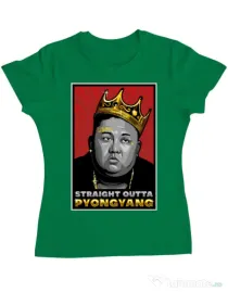 Tricou ADLER dama Straight outta Pyongyang Verde mediu