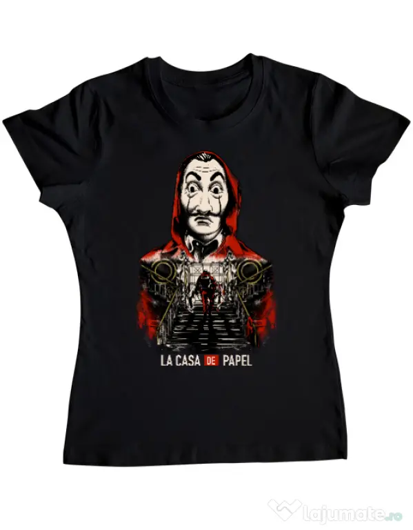 Tricou ADLER dama La casa de papel Negru