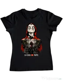 Tricou ADLER dama La casa de papel Negru
