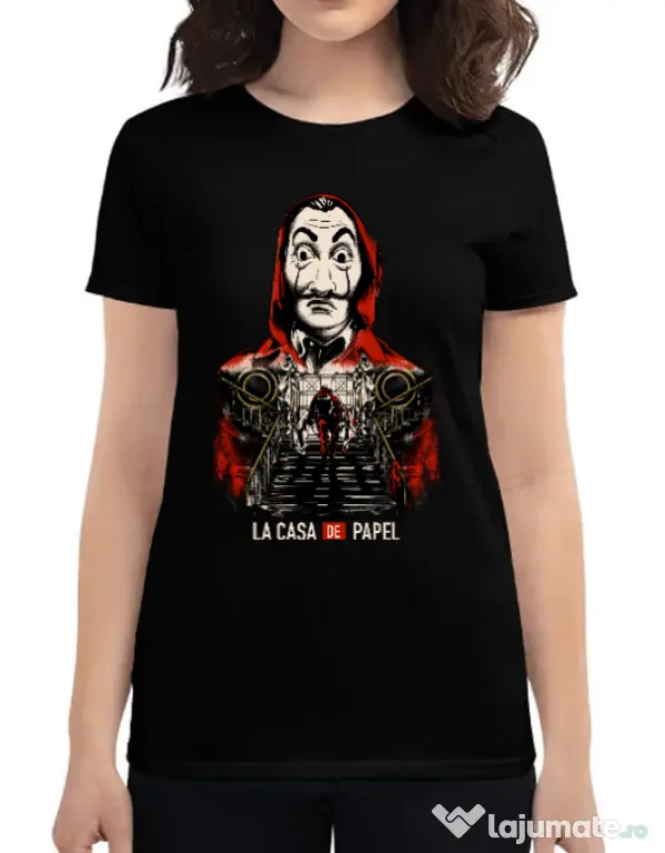 Tricou ADLER dama La casa de papel Negru