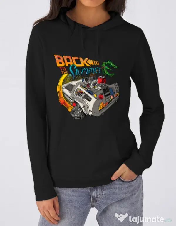 Hoodie dama cu gluga Back to summer Negru