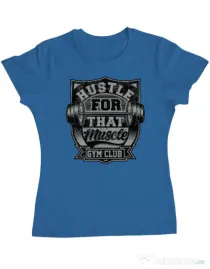 Tricou ADLER dama Hustle for that muscle Albastru azuriu