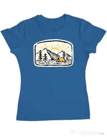 Tricou ADLER dama Hand drawn camp Albastru azuriu