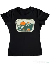 Tricou ADLER dama Camping badge Negru