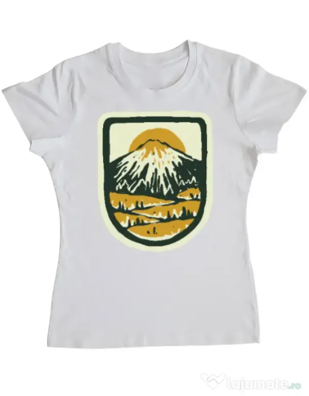 Tricou ADLER dama Hand drawn mountains Alb