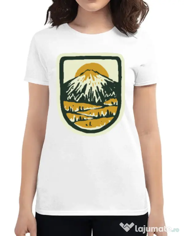 Tricou ADLER dama Hand drawn mountains Alb