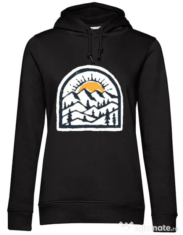 Hoodie dama cu gluga Mountain beauty Negru