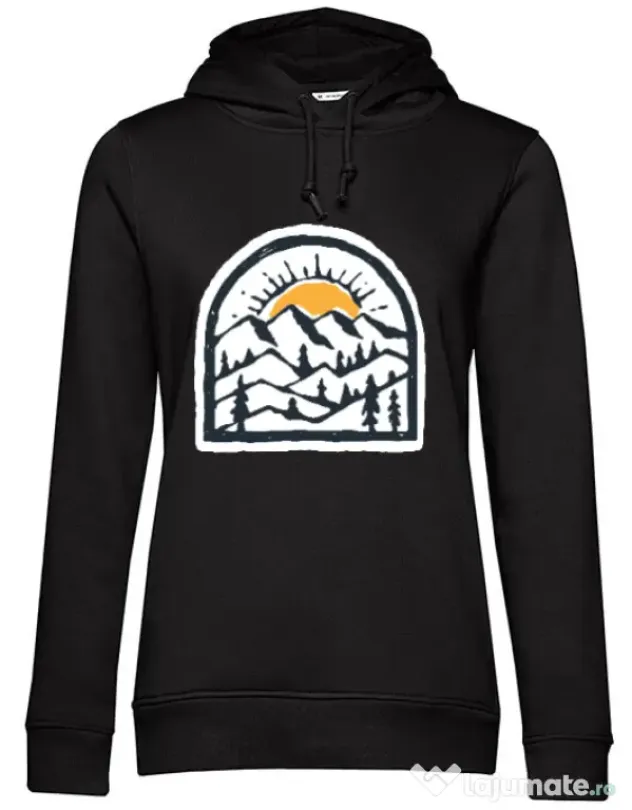 Hoodie dama cu gluga Mountain beauty Negru