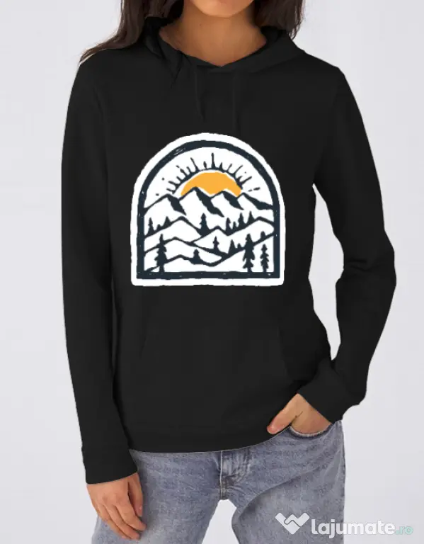 Hoodie dama cu gluga Mountain beauty Negru