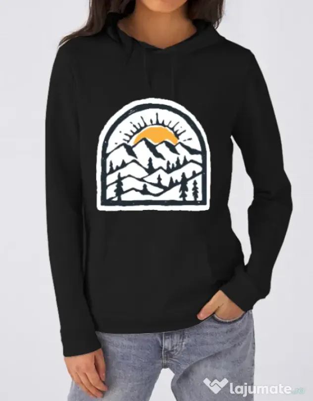 Hoodie dama cu gluga Mountain beauty Negru